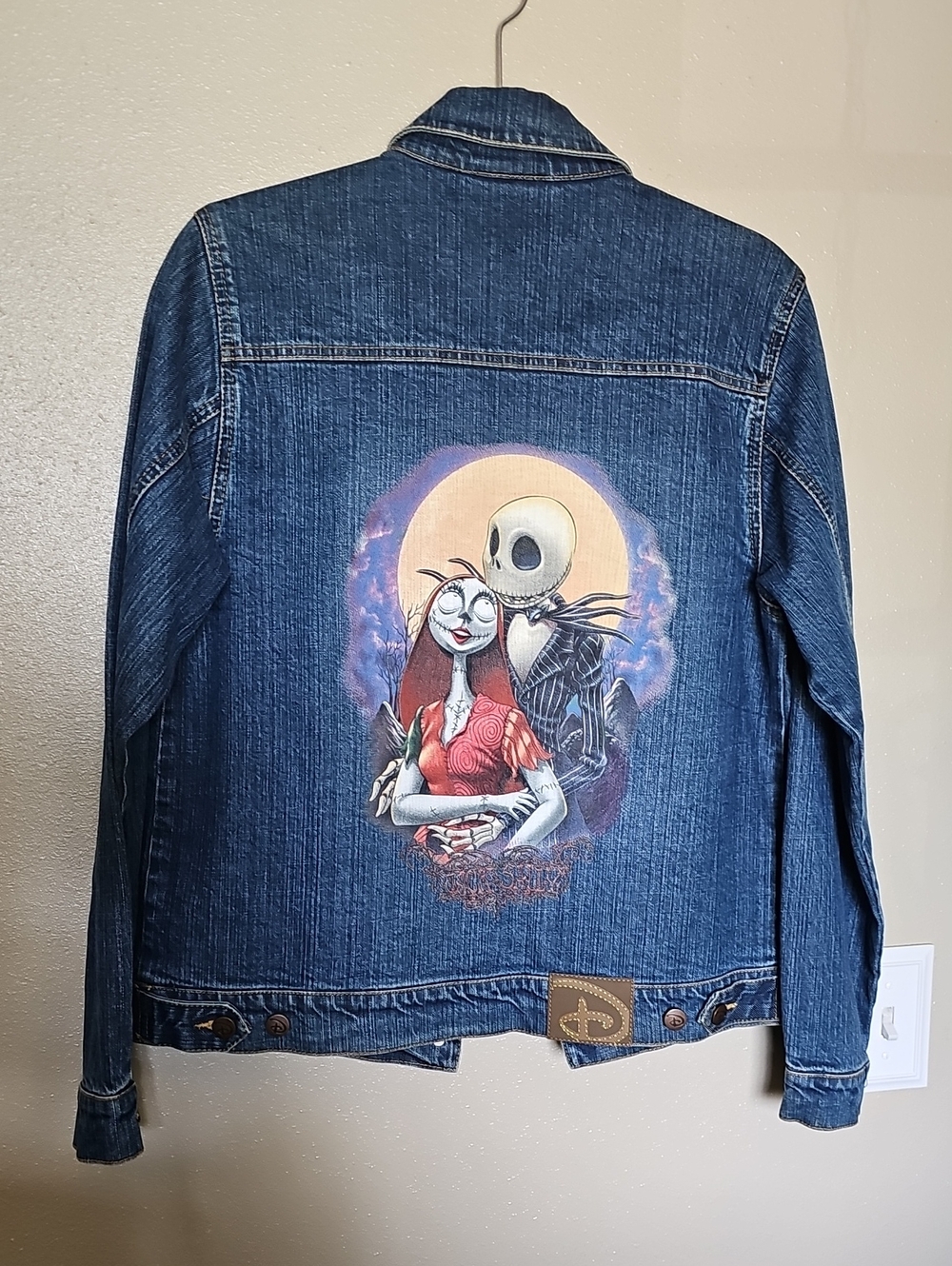 Vintage Disney Nightmare Before Christmas Sally Jack Skellington Denim Jacket